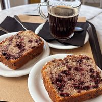 Vegan cake with blueberriess  at Barbarella Juicebar in Ljubljana