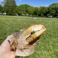 Tofu-pesto sandwich   at Barbarella Juicebar in Ljubljana
