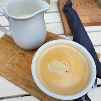 Coffee with oat milk at Ready in Luxembourg City