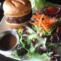 Hubby wasn’t a fan of the Impossible Burger, but had to try it! at Harvest Seasonal Grill & Wine Bar in Harrisburg