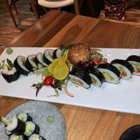 Super Mario roll with a salad in the middle at Maru Sushi in Kalamazoo