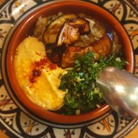 Hummus, Tabbouleh & Eggplant Paste at Horia in Brussels