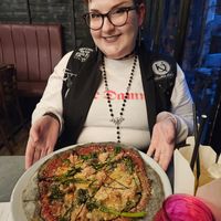 Me with my pizza and mocktail! at Lost Souls Pizza in North London