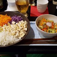 Bibimbap and starter at Boli Cafe in Toulouse