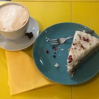 Berry cake with capuccino  at Milla's Place in Berlin