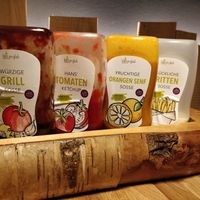 Vegan home made sauces at Hans im Glück - Hohenzollerning in Cologne