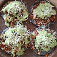 The most delicious blue corn tacos!!! at Schizandra in Oaxaca