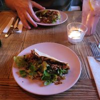 Taco with pulled jackfruit at Satsang in Prague