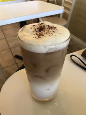 Rose Milk Tea (definitely recommend!) at Loving Hut in Upland