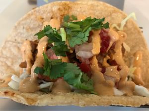 Jackfruit tacos at Loving Hut in Upland