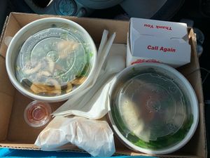 Ramen, Wonton Soup and crunch rolls  at Loving Hut in Upland