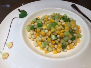 corn gorgon and asparagus dish at Zǎozǐ Shù - Vegetarian Life Style - HuaiHai in Shanghai