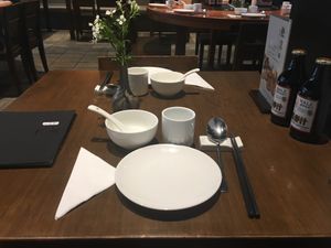 Lovely table arrangement  at Zǎozǐ Shù - Vegetarian Life Style - HuaiHai in Shanghai