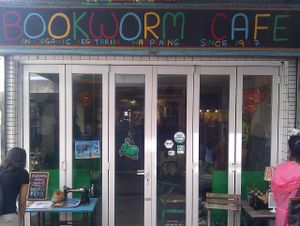 Outside at Bookworm Cafe in Outlying Islands