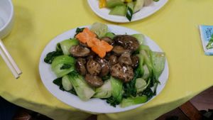 Mushrooms with green vegetables at Po Lin Monastery 寶蓮禪寺齋堂 in Outlying Islands