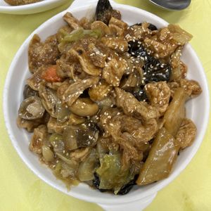 tofu skin and veggies  at Po Lin Monastery 寶蓮禪寺齋堂 in Outlying Islands