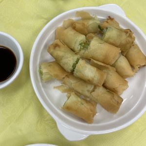 spring rolls  at Po Lin Monastery 寶蓮禪寺齋堂 in Outlying Islands