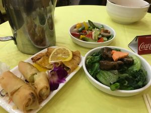 Deluxe option. there’s no coke, just tea but the sign is there maybe because of sponsorship  at Po Lin Monastery 寶蓮禪寺齋堂 in Outlying Islands