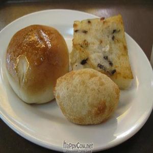 Pineapple salad bread, turnip cake, salty dumpling - from the takeaway vegetarian deli next to the restaurant at Po Lin Monastery 寶蓮禪寺齋堂 in Outlying Islands