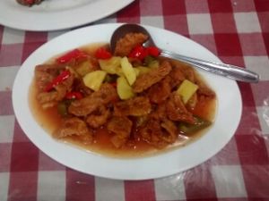 sweet and sour pork at Happy Buddha in Kuta