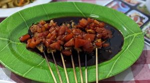 Satay sticks at Happy Buddha in Kuta