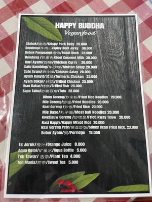 menu (page 2)  at Happy Buddha in Kuta