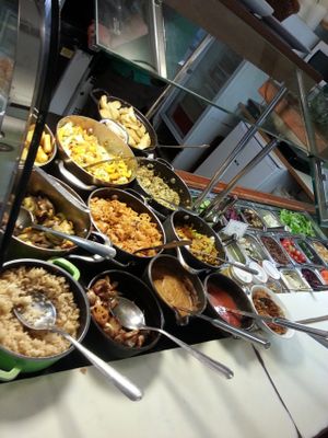 The awesome salad bar. So many delicious and healthy options!! Mostly vegan! at Village Green - Jaffa in Jerusalem