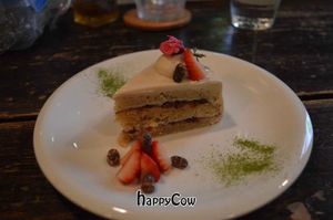 Sakura cake at Cafe Proverbs 15:17 in Kyoto