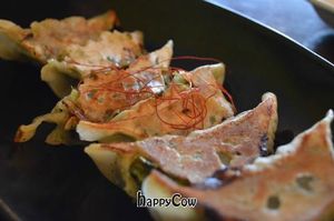 Gyoza (filled with okara and vegetables) at Cafe Proverbs 15:17 in Kyoto