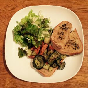 Open hot sandwich  at Green Earth in Osaka