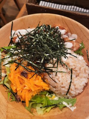 Fried Soy Meat Rice Bowl at Green Earth in Osaka