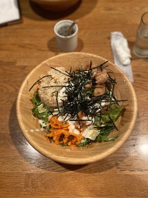 Fried soy meat bowl  at Green Earth in Osaka