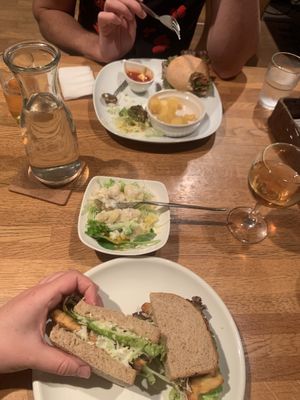 Soy burger and tempeh sandwich  at Green Earth in Osaka