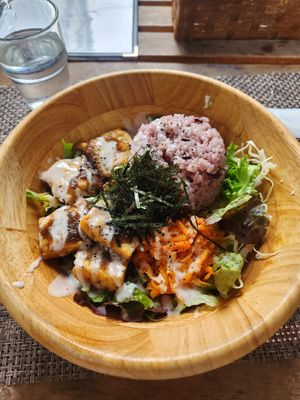 Tempeh bowl at Green Earth in Osaka