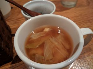 Very very good tofu veggie soup at Green Earth in Osaka