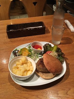 One of the burgers, I can't remember which one but it was so freaking good. at Green Earth in Osaka