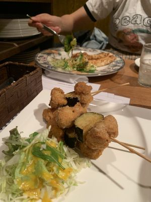 Spicy chicken sticks at Green Earth in Osaka