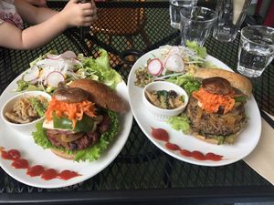 Couldn’t decide which burger I wanted so I got both!! More flavor in Naturli Burger, but the Amy’s one was much lighter. at Alishan Cafe in Saitama