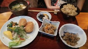 Lunch menu - pumpkin croquette at Alicia in Tokyo