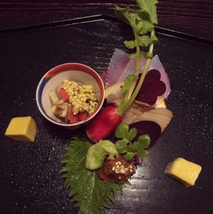 seasonal ingredients  at Fucha Bon in Tokyo