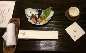 Appetizer course at Fucha Bon in Tokyo