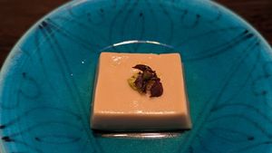 Chilled tofu at Fucha Bon in Tokyo