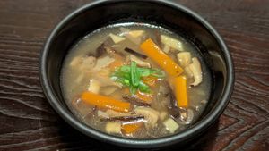 Mushroom soup at Fucha Bon in Tokyo