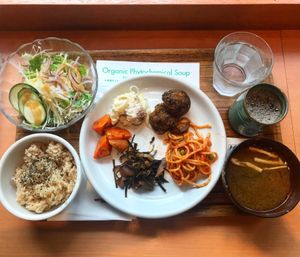 Vegan main of the day: chick pea balls at Crayon House in Tokyo