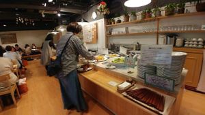 buffet set-up at Crayon House in Tokyo