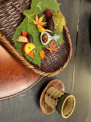 Most of this was edible- a chestnut was involed  at Daigo in Tokyo