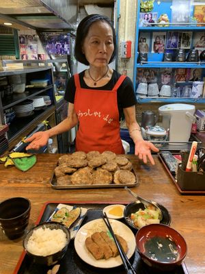 Owner/chef explaining how she makes all the incredible meals - thank you so much ! at Korinbo in Tokyo