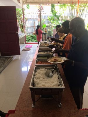 Self-service buffet at Annalakshmi Temple of Fine Arts in Penang