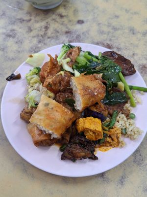 Mixed plate from buffet at Ee Beng Vegetarian Food 毅明素食 in Penang