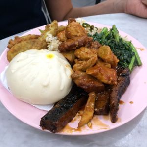 Pao bun and lots of fake meat  at Ee Beng Vegetarian Food 毅明素食 in Penang
